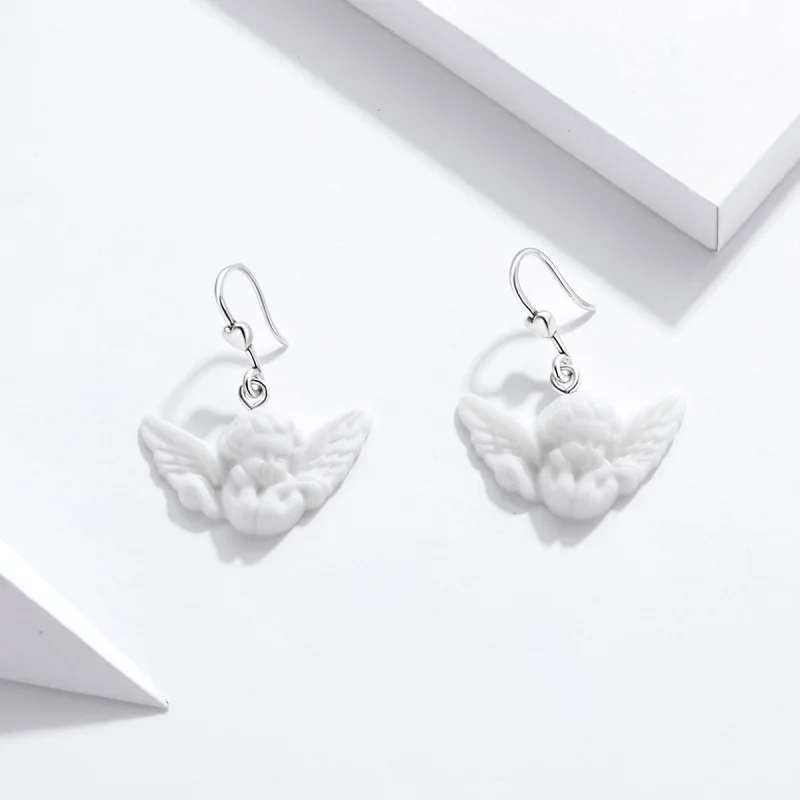 (imagem para) Pandora Style Little Angel Hanging Earrings - SCE944 - Visualizar 2