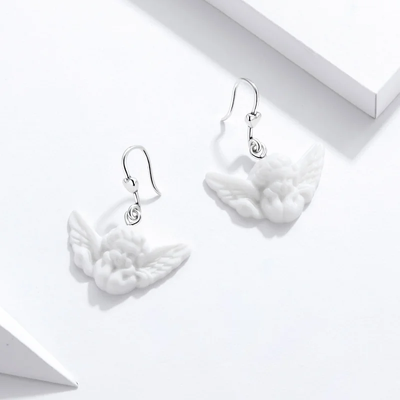 (imagem para) Pandora Style Little Angel Hanging Earrings - SCE944 - Visualizar 3