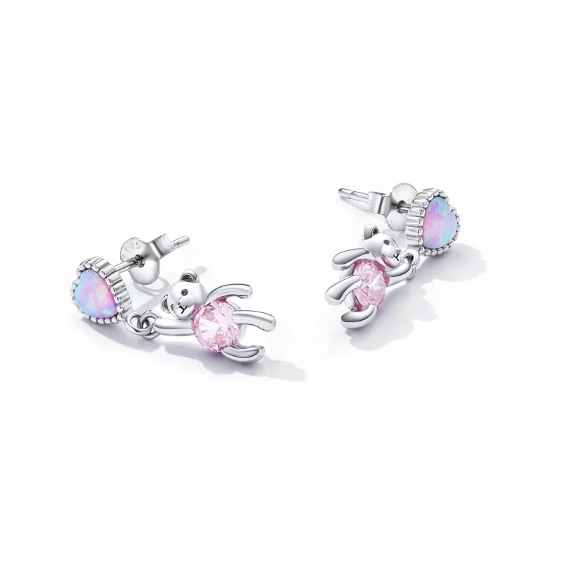 (imagem para) Pandora Style Love Bear Hanging Earrings - SCE1384 - Visualizar 3