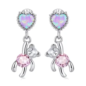 (imagem para) Pandora Style Love Bear Hanging Earrings - SCE1384