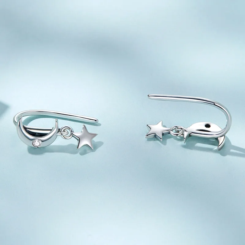 (imagem para) Pandora Style Moon and Stars Hanging Earrings - SCE1500 - Visualizar 4