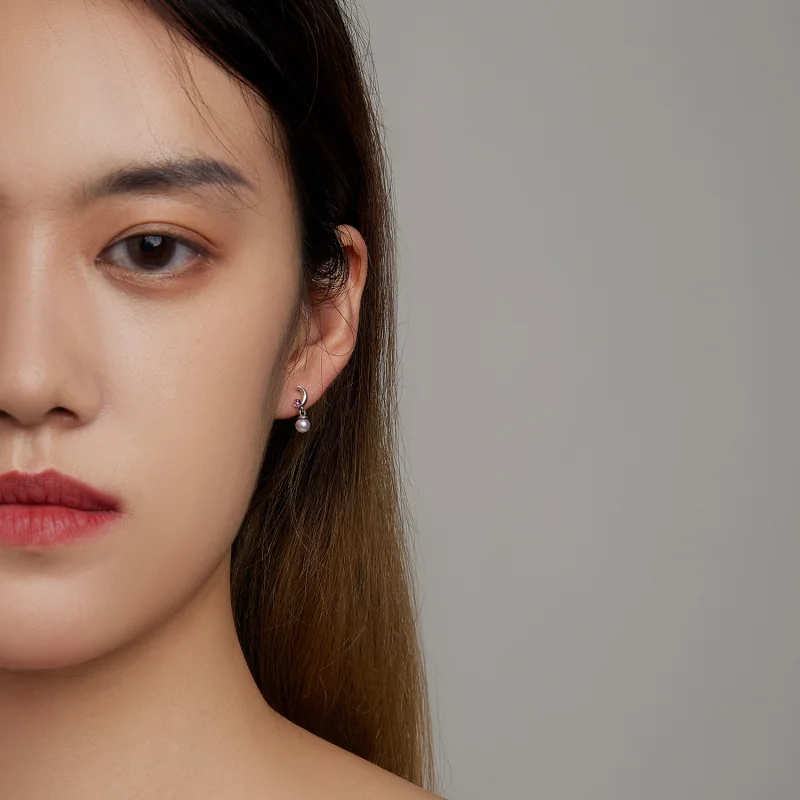 (imagem para) Pandora Style Pearl Moon Hanging Earrings - SCE1430 - Visualizar 7