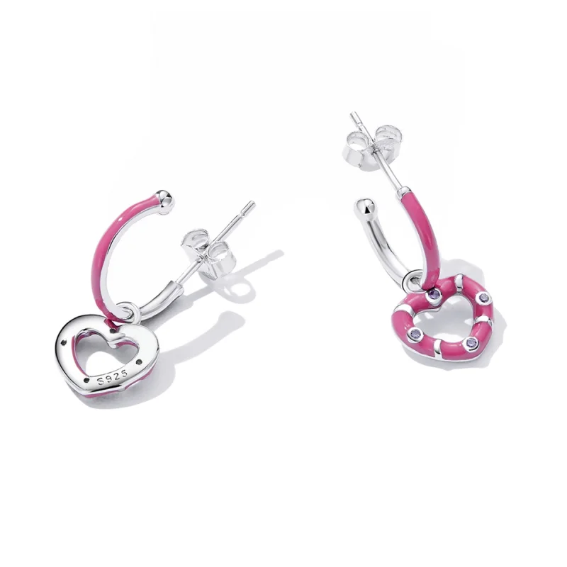 (imagem para) Pandora Style Simple Love Hanging Earrings - BSE596 - Visualizar 3