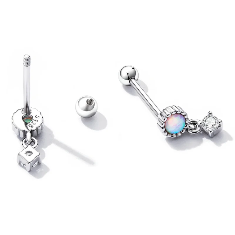 (imagem para) Pandora Style Simple Opal Hanging Earrings - SCE1382 - Visualizar 4