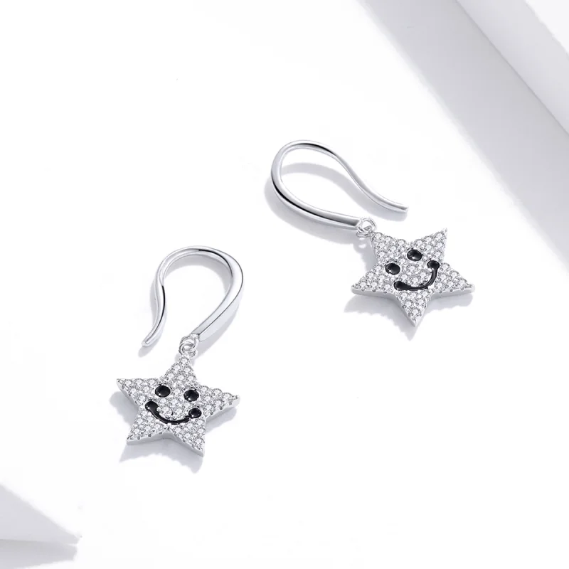 (imagem para) Pandora Style Smile Star Hanging Earrings - SCE946 - Visualizar 2