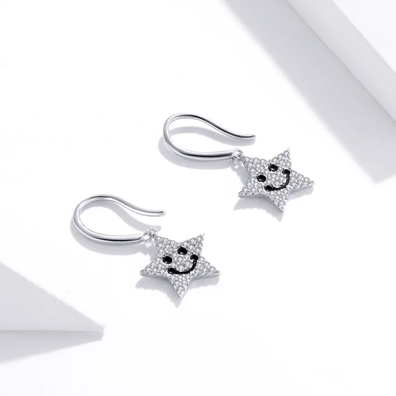 (imagem para) Pandora Style Smile Star Hanging Earrings - SCE946 - Visualizar 3