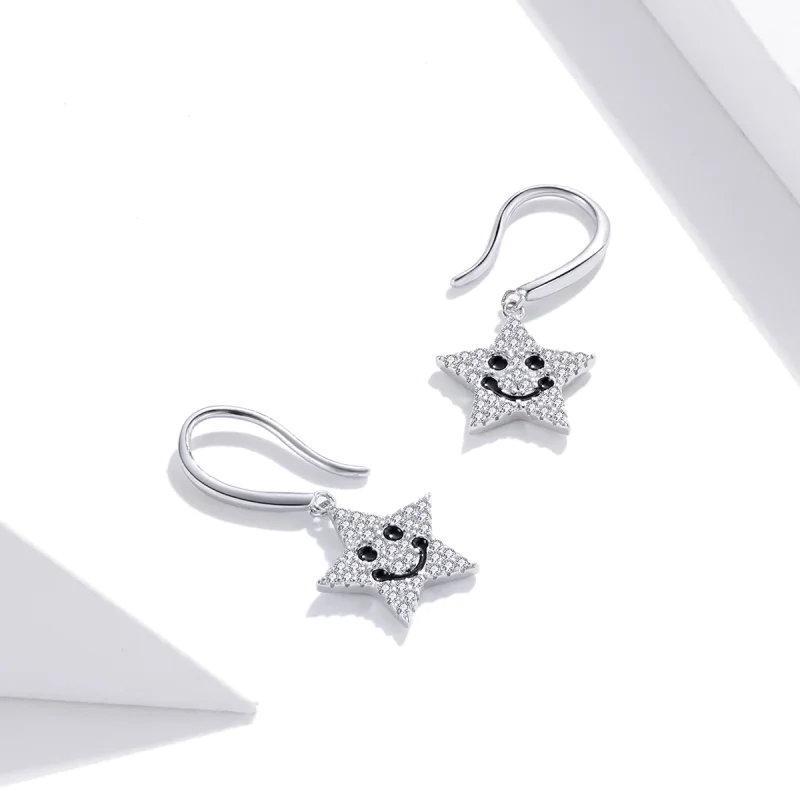 (imagem para) Pandora Style Smile Star Hanging Earrings - SCE946 - Visualizar 4