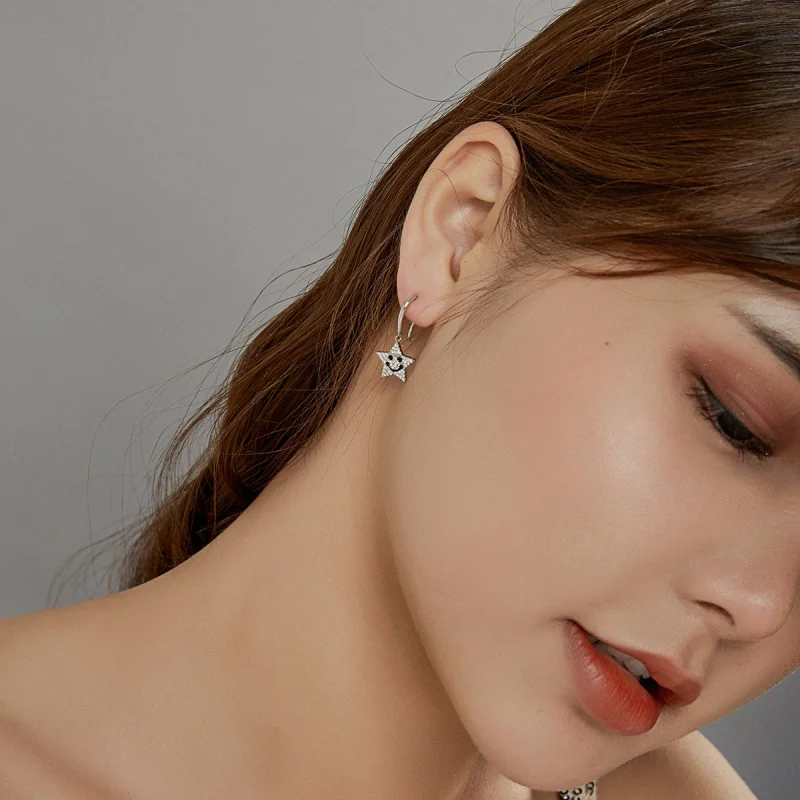 (imagem para) Pandora Style Smile Star Hanging Earrings - SCE946 - Visualizar 5