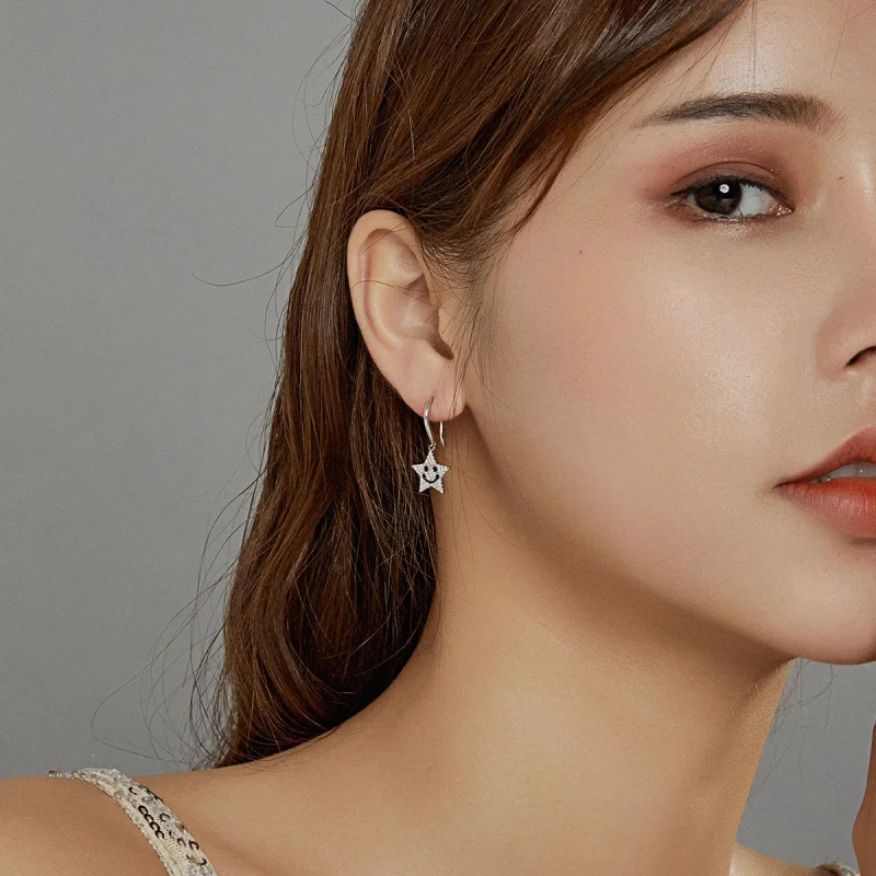 (imagem para) Pandora Style Smile Star Hanging Earrings - SCE946 - Visualizar 7