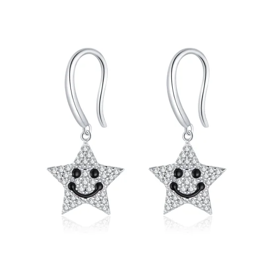 (imagem para) Pandora Style Smile Star Hanging Earrings - SCE946