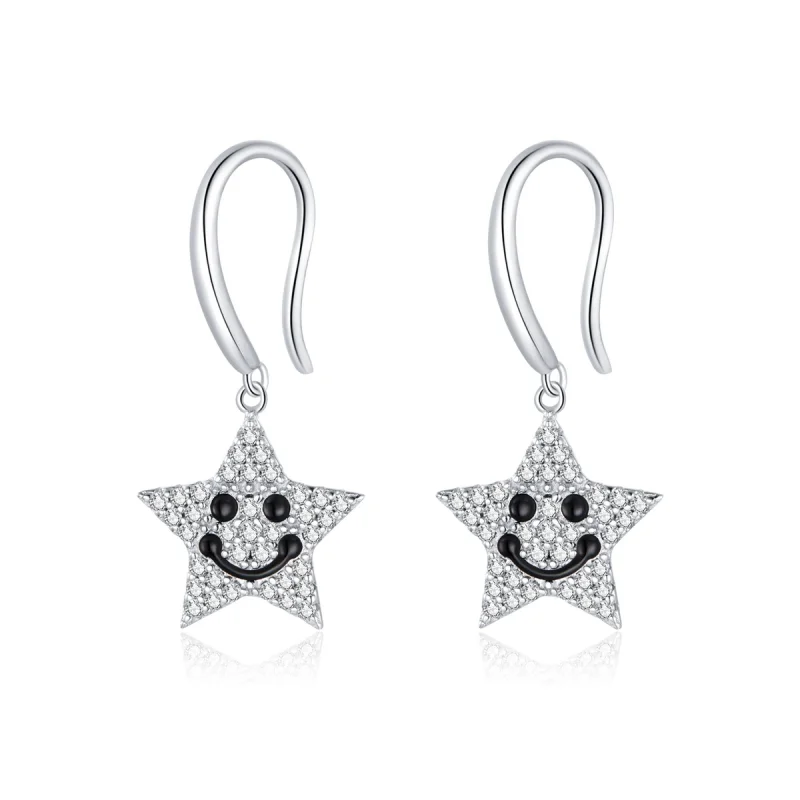 (imagem para) Pandora Style Smile Star Hanging Earrings - SCE946