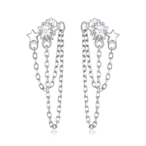 (imagem para) Pandora Style Star Tassel Hanging Earrings - BSE709