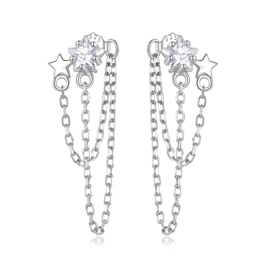 (imagem para) Pandora Style Star Tassel Hanging Earrings - BSE709