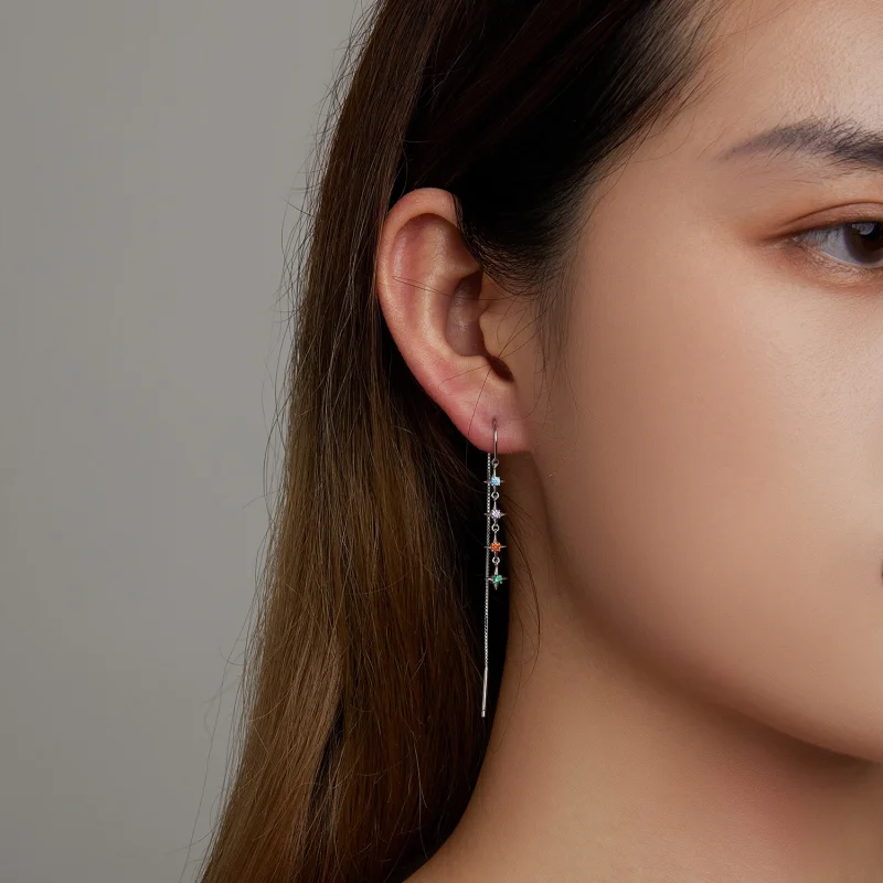 (imagem para) Pandora Style Starry Zirconium Hanging Earrings - SCE1420 - Visualizar 6