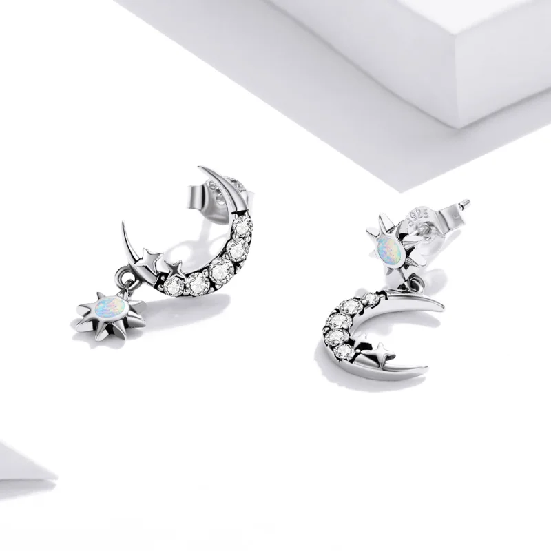 (imagem para) Pandora Style Wear Stars and Wear Moon Hanging Earrings - SCE1239 - Visualizar 2