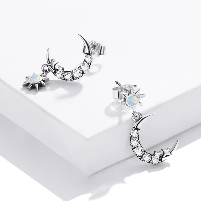 (imagem para) Pandora Style Wear Stars and Wear Moon Hanging Earrings - SCE1239 - Visualizar 3