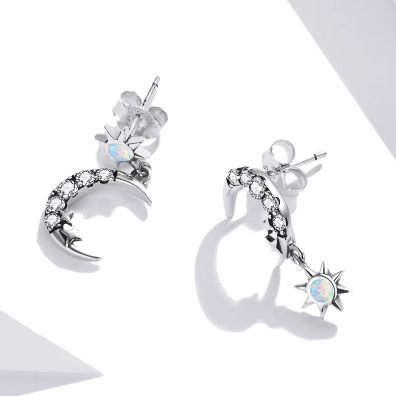 (imagem para) Pandora Style Wear Stars and Wear Moon Hanging Earrings - SCE1239 - Visualizar 4
