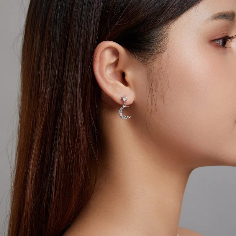 (imagem para) Pandora Style Wear Stars and Wear Moon Hanging Earrings - SCE1239 - Visualizar 5