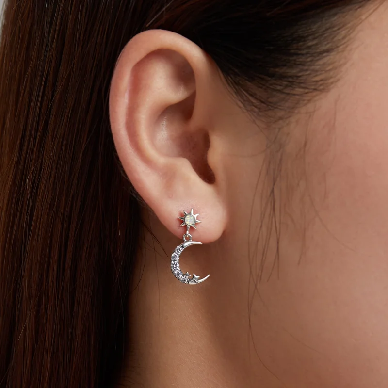 (imagem para) Pandora Style Wear Stars and Wear Moon Hanging Earrings - SCE1239 - Visualizar 7