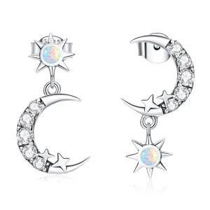 (imagem para) Pandora Style Wear Stars and Wear Moon Hanging Earrings - SCE1239