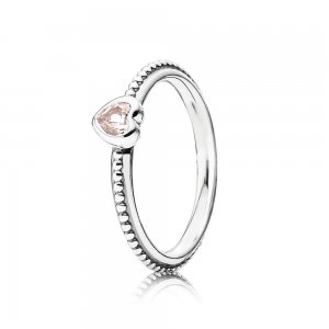 Heart Anel PANDORA de Prata with rose pink synthetic sapphire - 190896SLP