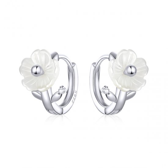 Brinco Argolas Flores puras estilo Pandora - BSE321  Clique na imagem para fechar