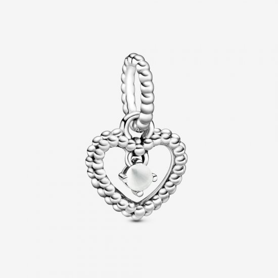 Charm Pendente Coração Branco - Mês De Abril - 798854C04  Clique na imagem para fechar