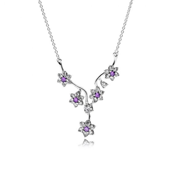 Colar PANDORA Forget-Me- Knot - Flor da Recordação - 590519ACZ-45  Clique na imagem para fechar