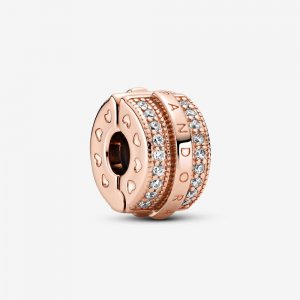 Charm com Clip Linhas Brilhantes e Logo em Pavé Pandora - 789042C01