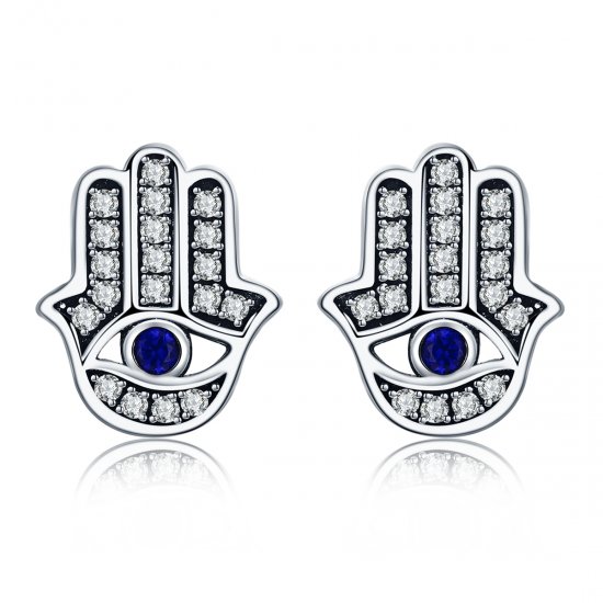 Brincos Petit Mão Hamsa estilo Pandora - SCE389  Clique na imagem para fechar
