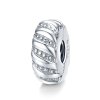 Clipe De Prata Textura Simples estilo Pandora - BSC278 Clipe De Prata Textura Simples estilo Pandora - BSC278