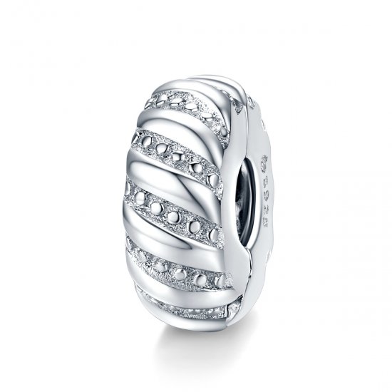 Clipe De Prata Textura Simples estilo Pandora - BSC278  Clique na imagem para fechar