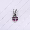 Four-leaf clover silver dangle with pink enamel - 790572EN07