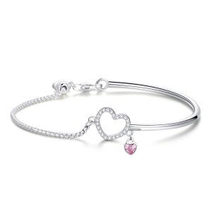 Bracelete estilo Pandora Rígido Coração de senhora - SCB117 Bracelete estilo Pandora Rígido Coração de senhora - SCB117