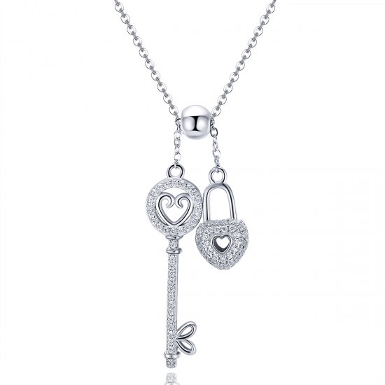 Colar Chave do Heart Lock estilo Pandora - SCN290  Clique na imagem para fechar