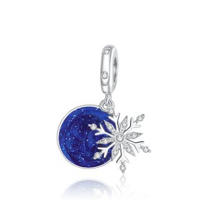 Charm Pendente Céu noturno com neve estilo Pandora - BSC367 Charm Pendente Céu noturno com neve estilo Pandora - BSC367