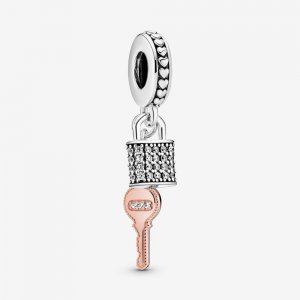 Charm Pendente Cadeado e Chave pavé Pandora Rose - 788682C01