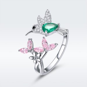 Anel Presente do Beija-flor estilo Pandora - BSR016 Anel Presente do Beija-flor estilo Pandora - BSR016