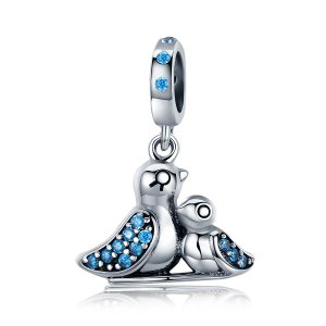 Charm Pendente Passarinho com a mãe estilo Pandora - SCC426 Charm Pendente Passarinho com a mãe estilo Pandora - SCC426