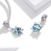 Charm Pendente Tartaruga de vidro Murano Azul estilo Pandora - SCC1804