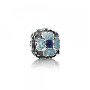 Charm PANDORA de Prata Esmaltado Flor Azul - 790433EB Charm PANDORA de Prata Esmaltado Flor Azul - 790433EB