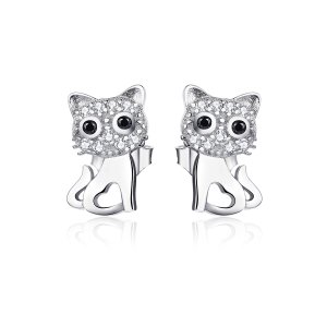 Brincos Petit Gato fofo estilo Pandora - SCE797 Brincos Petit Gato fofo estilo Pandora - SCE797