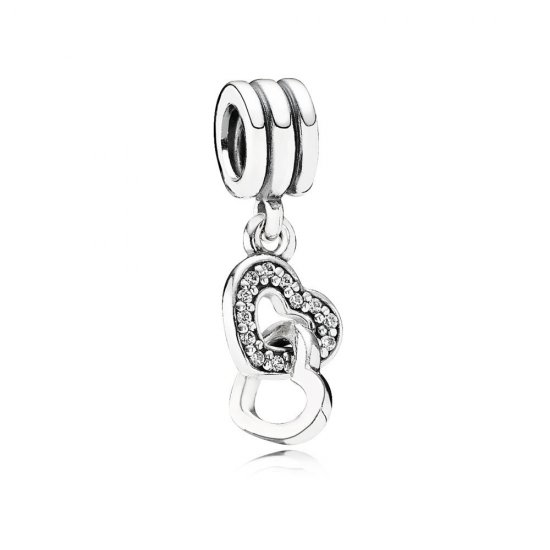 Charm PANDORA de Prata Pendente Dois Corações em Um - 791242CZ  Clique na imagem para fechar