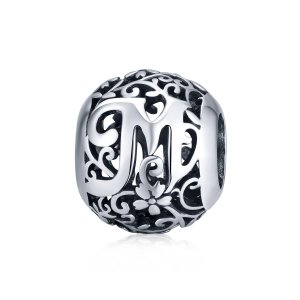 Charm Flores com orifícios, letra M estilo Pandora - SCC1444-M