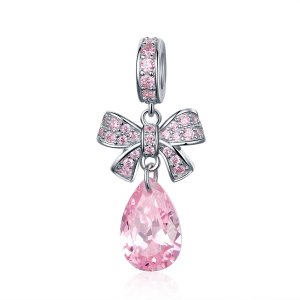 Charm Pendente Laço Rosa estilo Pandora - SCC1074 Charm Pendente Laço Rosa estilo Pandora - SCC1074