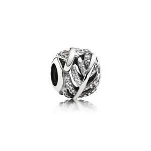Charm PANDORA de Prata MicroPave Vazado Plumas - 791186CZ Charm PANDORA de Prata MicroPave Vazado Plumas - 791186CZ