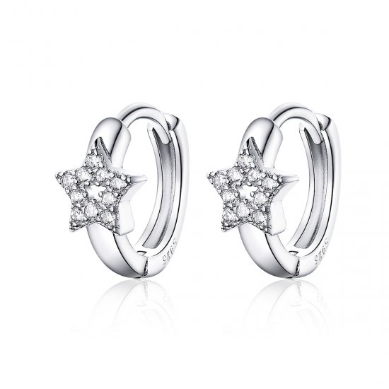 Brinco Argolas Luz estrelada estilo Pandora - BSE172  Clique na imagem para fechar