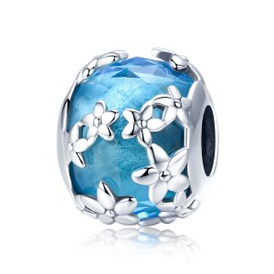 Charm Confissão de Margarida Aquamarine estilo Pandora - SCC878 Charm Confissão de Margarida Aquamarine estilo Pandora - SCC878