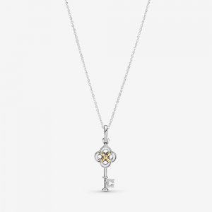Colar De Chave E Flor Com Ouro 14k - 399339C01 Colar De Chave E Flor Com Ouro 14k - 399339C01