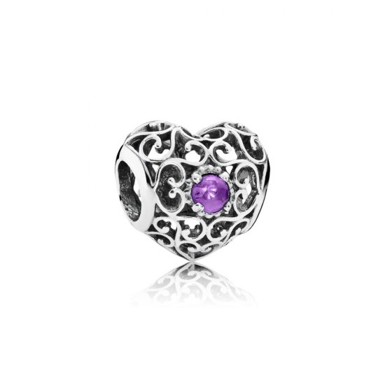 Charm PANDORA Coração de Fevereiro - 791784SAM  Clique na imagem para fechar